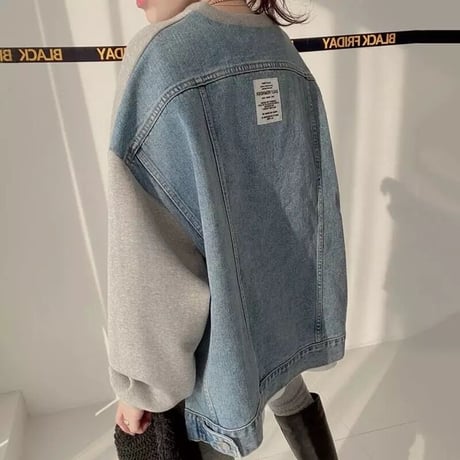 バックデニム ロゴスウェットトップス 3色展開