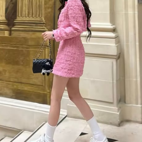 フリンジチェックツイードセットアップ 2色展開