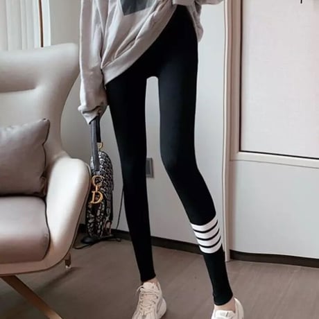 裏起毛 サイドボーダーレギンス 3色展開