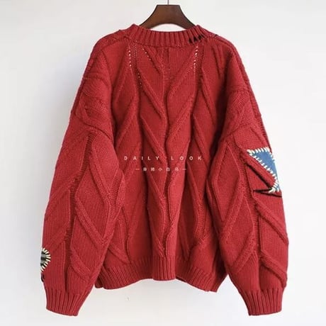 カラフルボタン ステッチカーディガン 3色展開