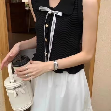 ロゴリボンノースリーブトップス 4色展開