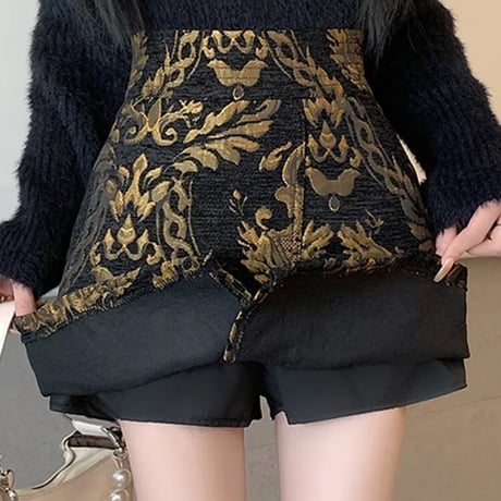 ゴールドジャガード ミニスカート