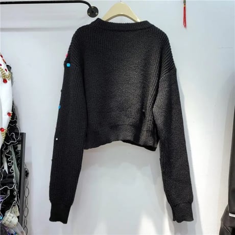 カラフルビジュー ショートニット 2色展開