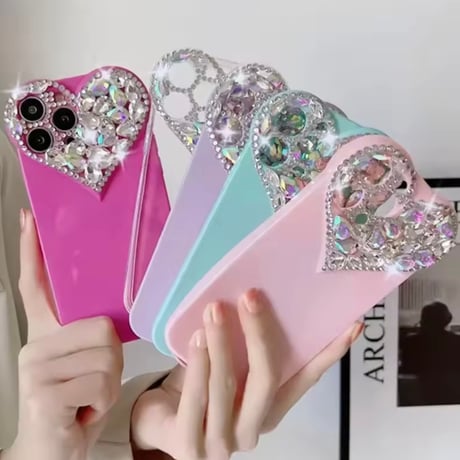 ビッグビジューハートiPhoneケース 6色展開