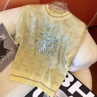 【即納】スパンコールアップルサマーニット
