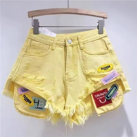 ワッペンダメージショートパンツ 4色展開