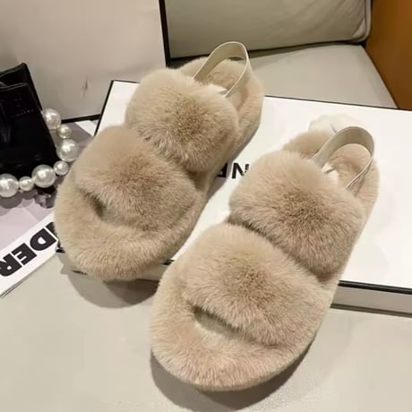 ロゴバンド ファーサンダル 5色展開
