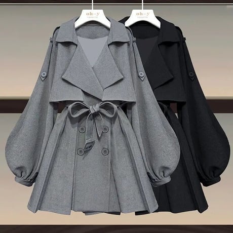 ランタンスリーブ トレンチコート 2色展開