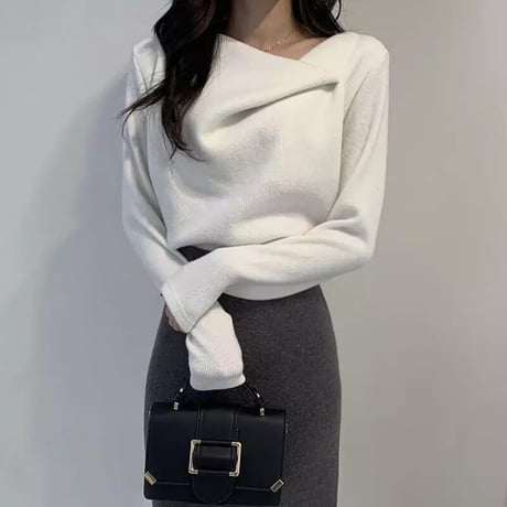 ボートネック ニットトップス 6色展開