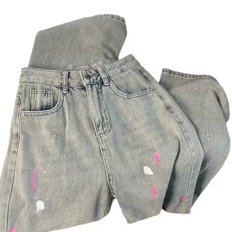 カラーブロッキングデニムパンツ