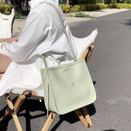 シンプルスクエア ショルダートートバッグ 6色展開