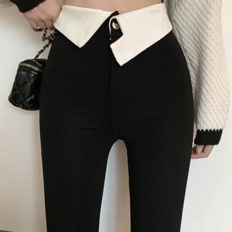 ハイウエストフラップ フレアパンツ