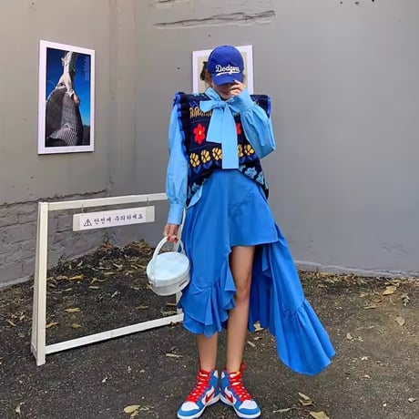 フラワーフリルニットベスト