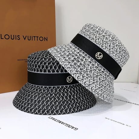ストーンロゴ クロスストローハット 2色展開