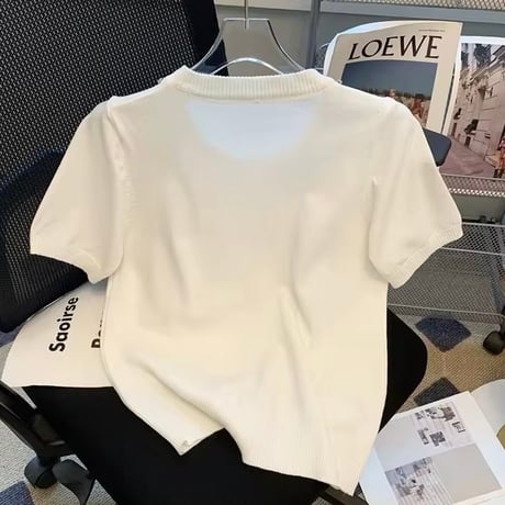 Rビジューパールサマーニット 2色展開