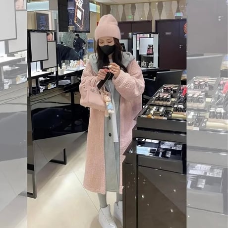 フェイク2ピース ロングコート 3色展開