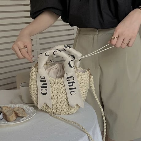 【サイズ3種類】スカーフロゴ ストローバッグ 2色展開