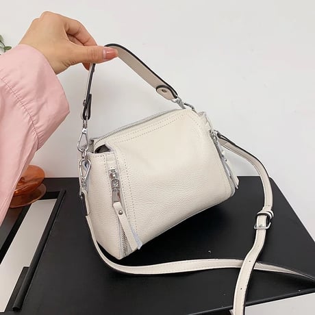 カウレザー ジッパー2wayバッグ 4色展開