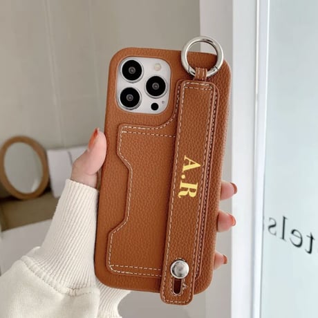 【カスタム】レザーストラップ カードケースiPhoneケース 8色展開