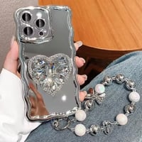 ウェーブエッジシルバーハートiPhoneケース