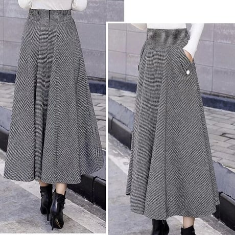 ハイウエストフレア ロングスカート 3色展開