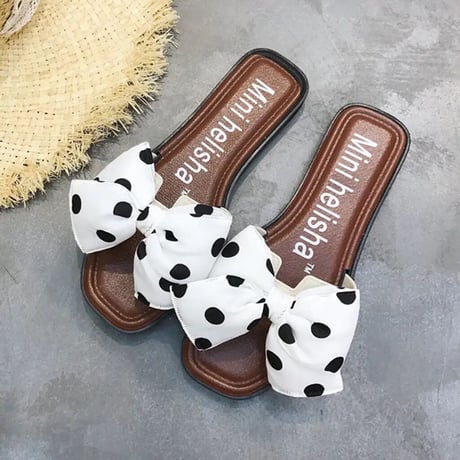 ドットリボン フラットサンダル 2色展開