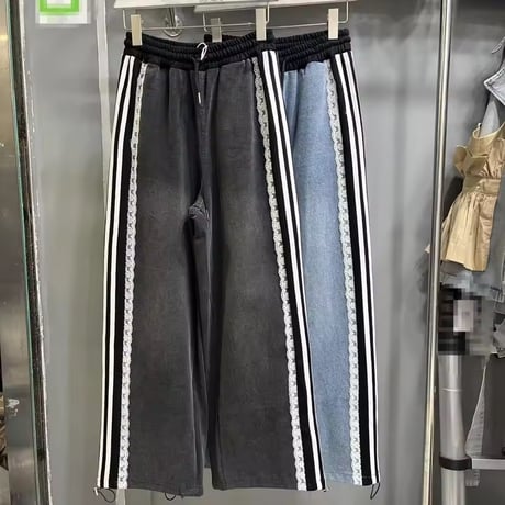 レースラインデニムパンツ 2色展開
