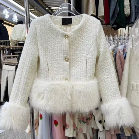 ボリュームファーツイードジャケット
