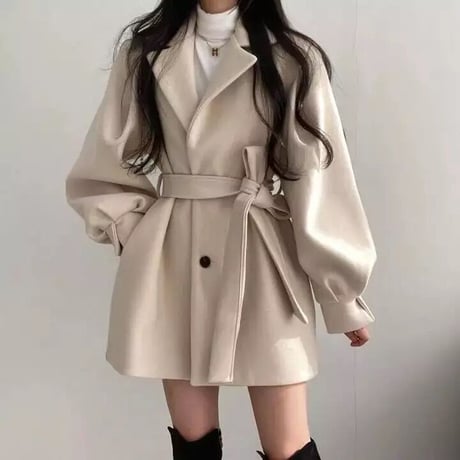 バルーンスリーブ ウールトレンチコート 2色展開
