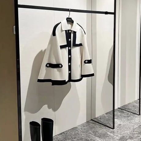 バイカラー ケープコート 2色展開
