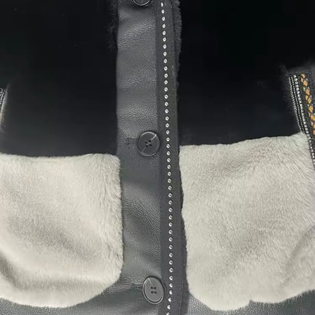 ラムウールスタッズステッチレザージャケット