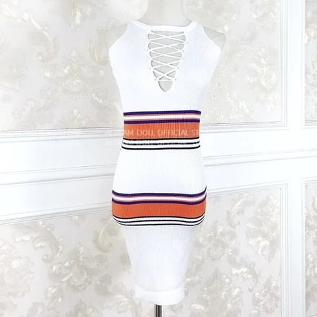 バッククロス ストライプミニワンピース 2色展開
