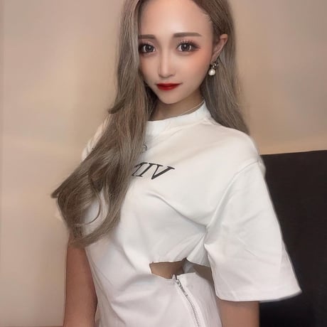 ウエストオープン ロゴオーバーTシャツ 2色展開