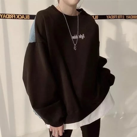 バックデニム ロゴスウェットトップス 3色展開