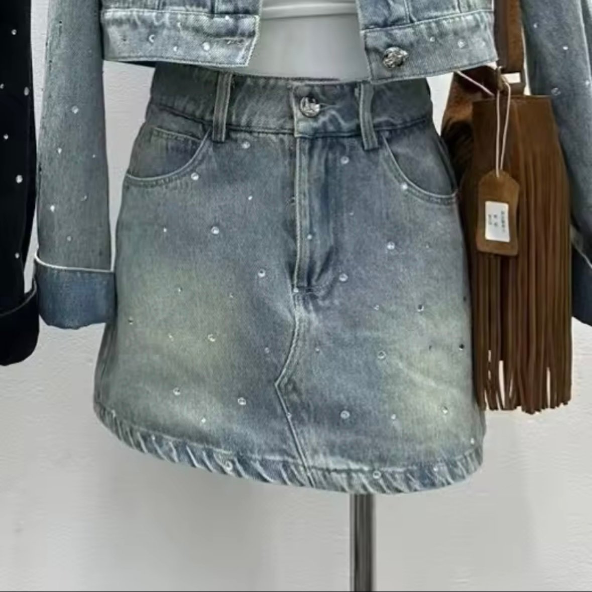 adidas Originals ラインストーン装飾デニムセットアップ adidas Originals ラインストーン装飾デニムセットアップ Ririko