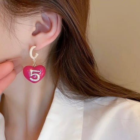 ピンクハートファイブピアス