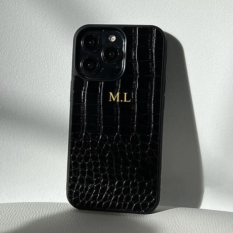 【カスタム名入れ】 クロコデザイン iPhoneケース 2色展開