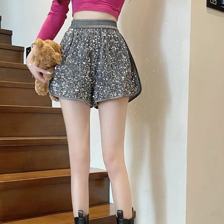 スリットスパンコール ショートパンツ 2色展開