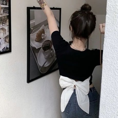 バックリボン ショートTシャツ