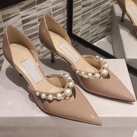パールバンド ポインテッドトゥパンプス 3色展開