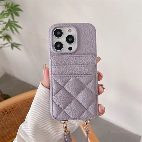 カードケース キルティングストラップiPhoneケース 8色展開