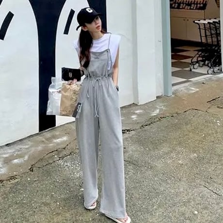 ハイウエスト スウェットロンパース 2色展開