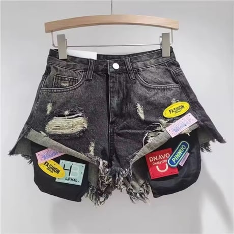 ワッペンダメージショートパンツ 4色展開