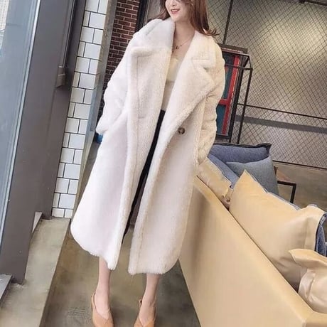 アルパカボア テディロングコート 6色展開