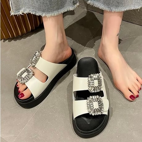 ダブルビジュー フラットサンダル 2色展開