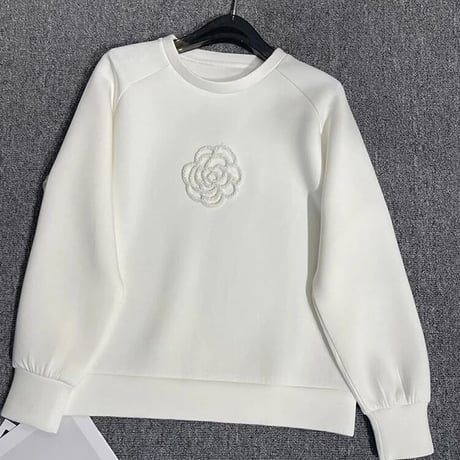 フラワービーズ スウェットトップス 2色展開