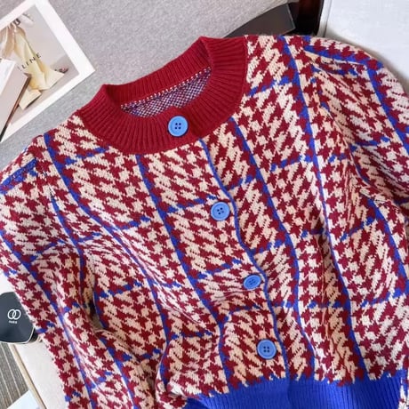 千鳥格子カーディガン 3色展開