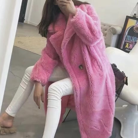 アルパカボア テディロングコート 6色展開