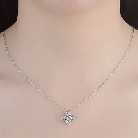 キュービックジルコニア フラワーネックレス 2色展開