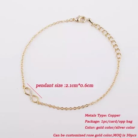 インフィニティ クリスタルストーンブレスレット 2色展開